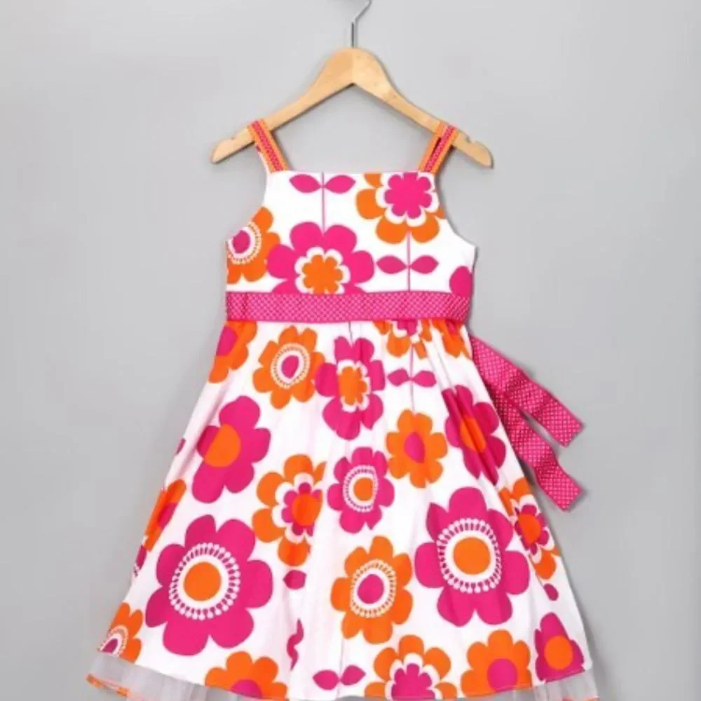 RARE EDITIONS Pink/White Floral Print Cotton Dress‎